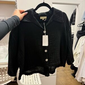 Stark Black Textured Button-Down Shirt